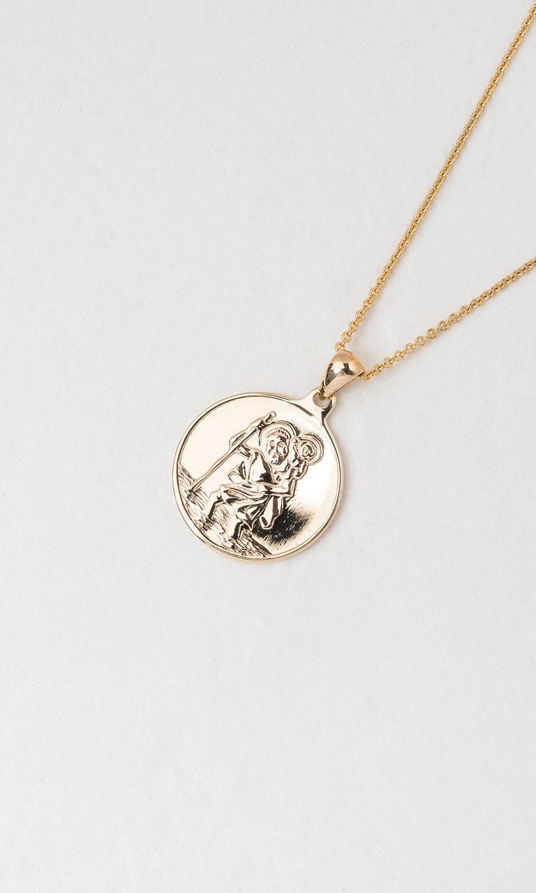 Hogans Family Jewellers 9K YG 18mm St Christopher Religious Disc Pendant