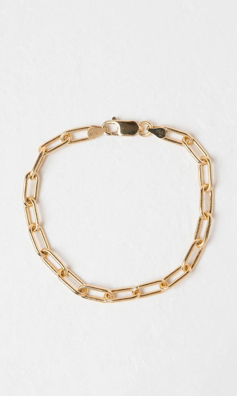 Hogans Family Jewellers 9K YG 19cm Plain Paperclip Chain Bracelet
