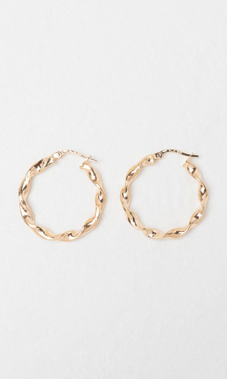 Hogans Family Jewellers 9K YG 20mm Ribbon Twist Hoop Earrings