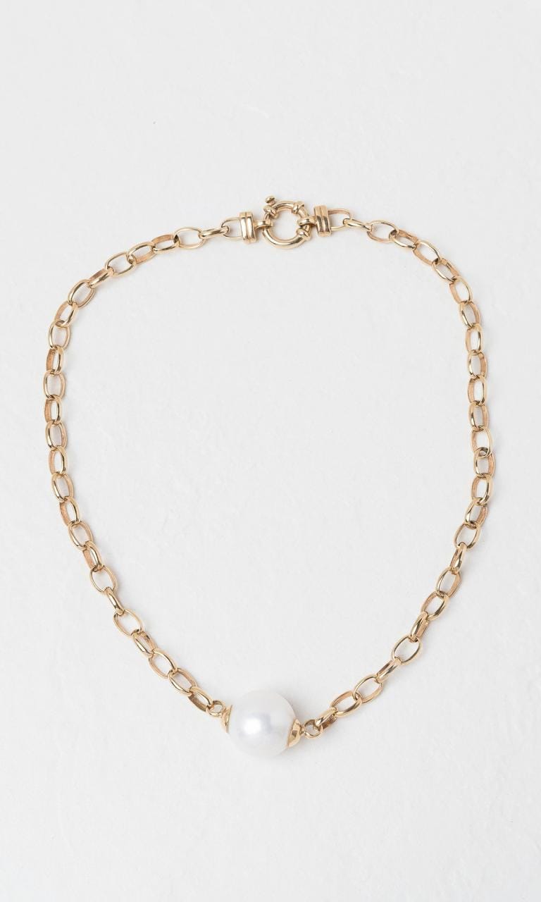 Hogans Family Jewellers 9K YG 41cm Freshwater Pearl Belcher Chain Necklace