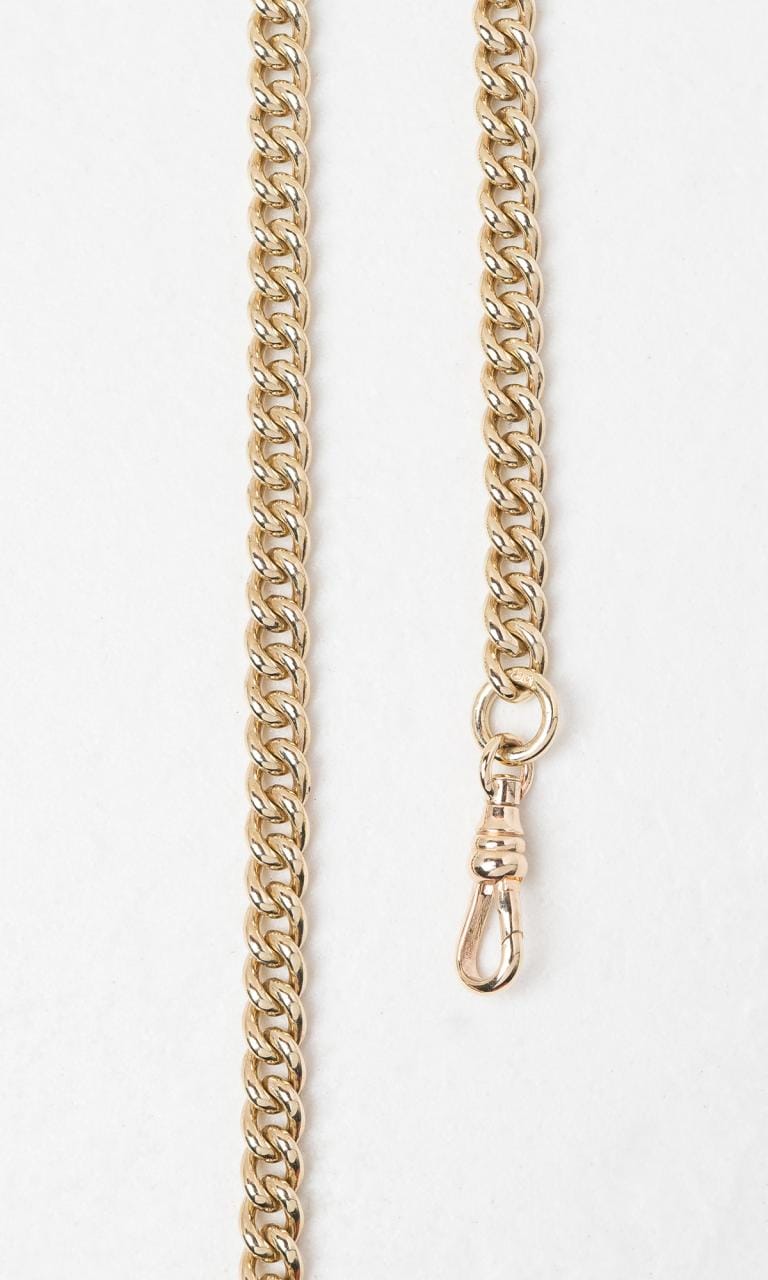 Hogans Family Jewellers 9K YG 50cm Curb Link T-Bar Fob & Padlock Chain Necklace