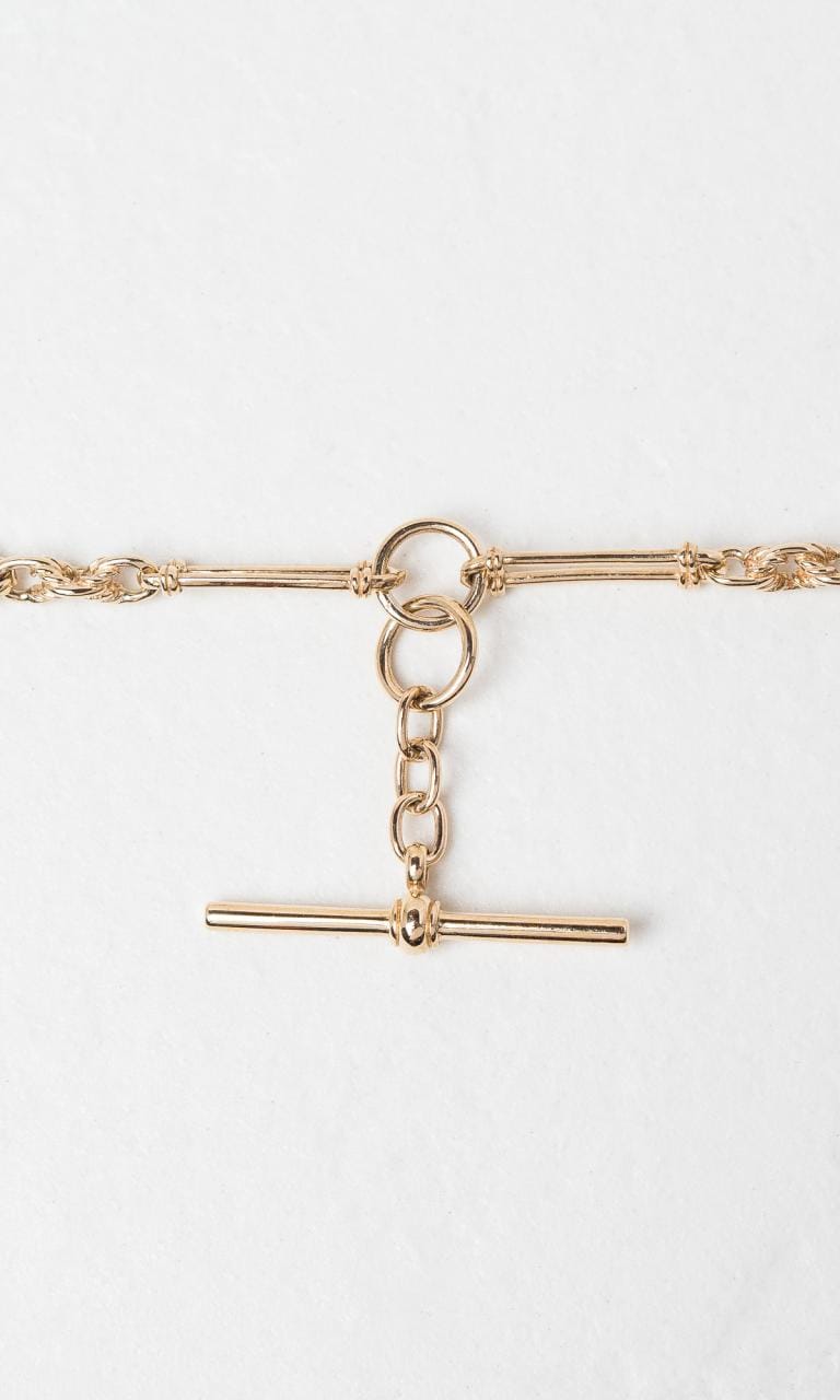 Hogans Family Jewellers 9K YG 50cm Fancy Link T-Bar Fob Chain Necklace