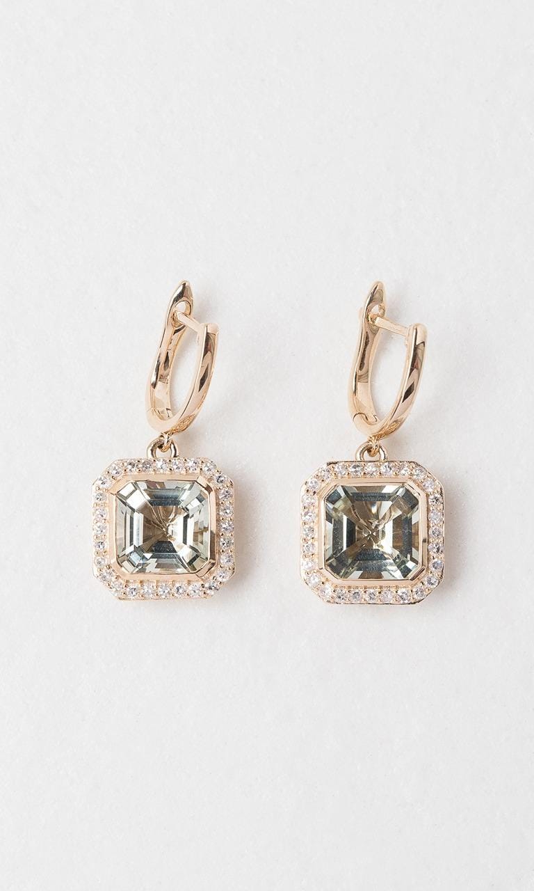 Hogans Family Jewellers 9K YG Asscher Cut Green Amethyst Drop Earrings