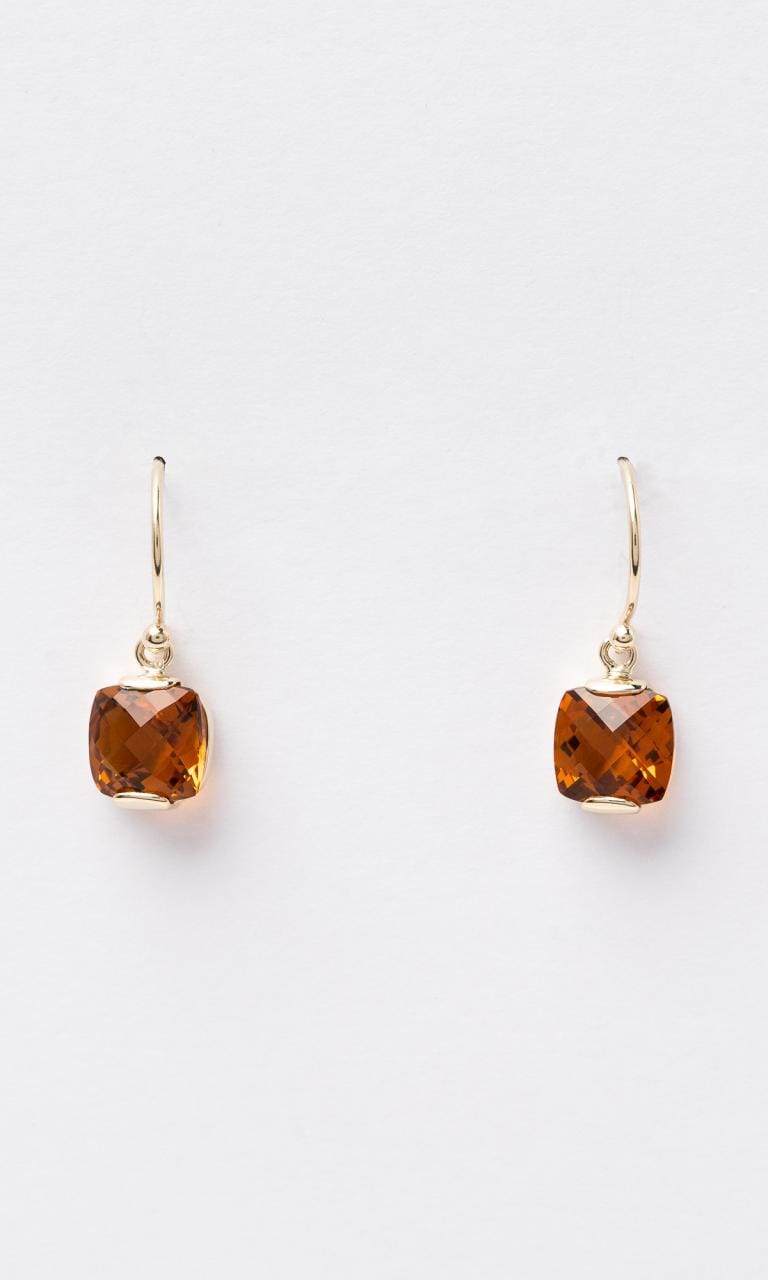 Hogans Family Jewellers 9K YG Cushion Cut Citrine Drop Earrings