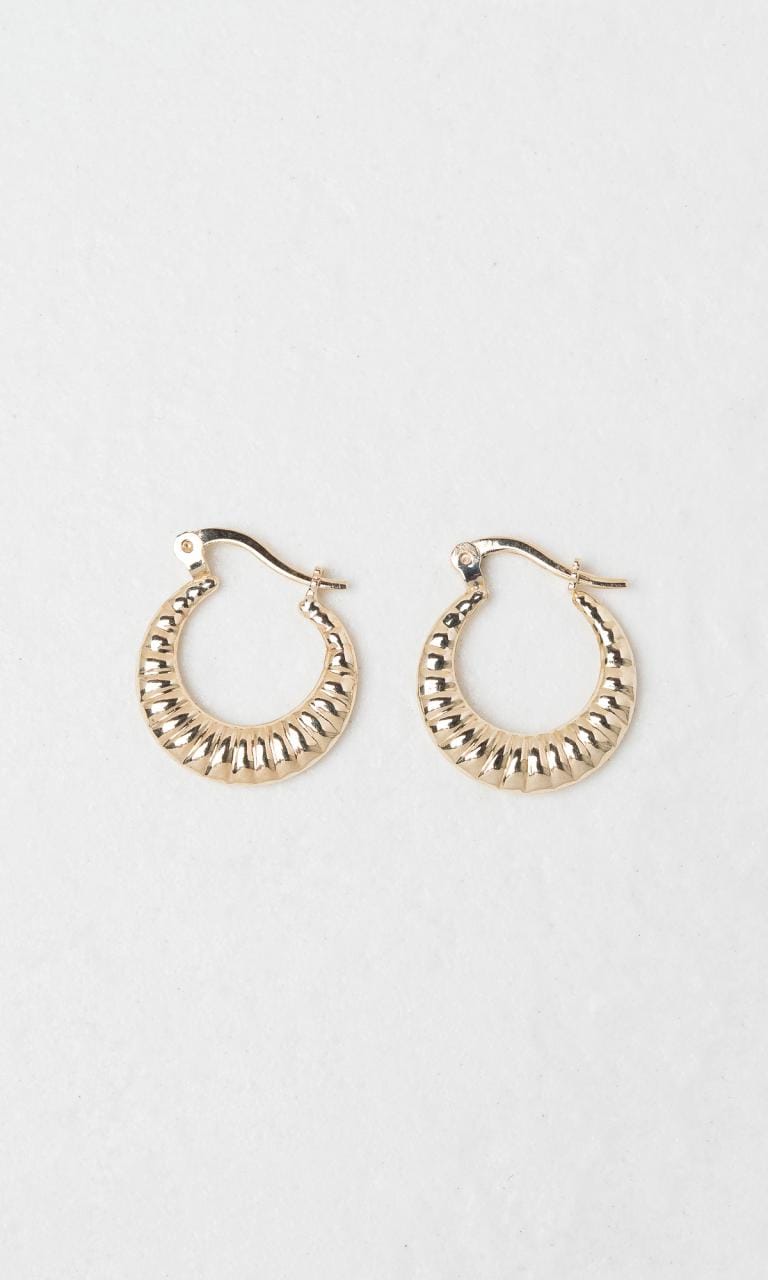 Hogans Family Jewellers 9K YG Detailed Hoop Earrings