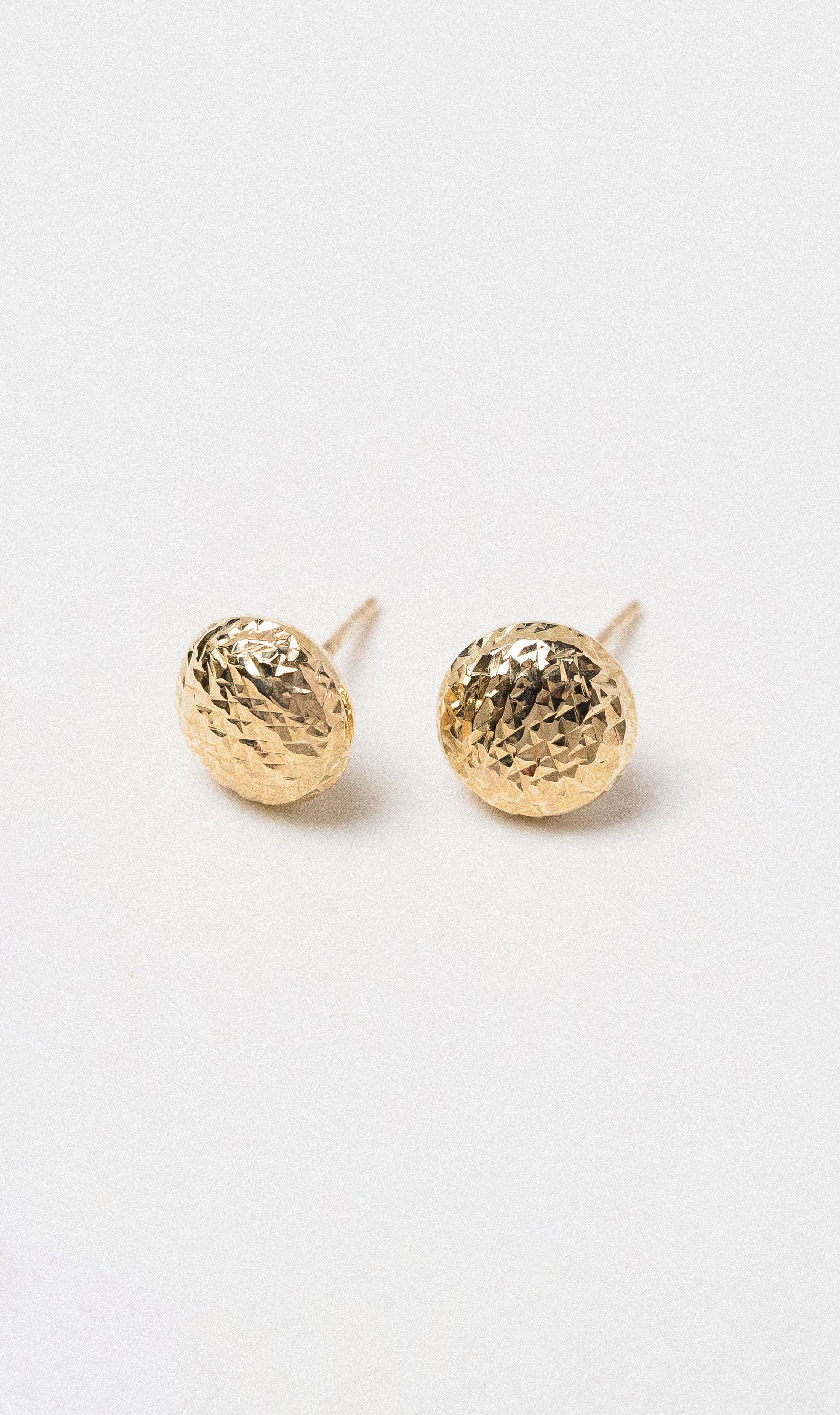 Hogans Family Jewellers 9K YG Diamond Cut Button Stud Earrings