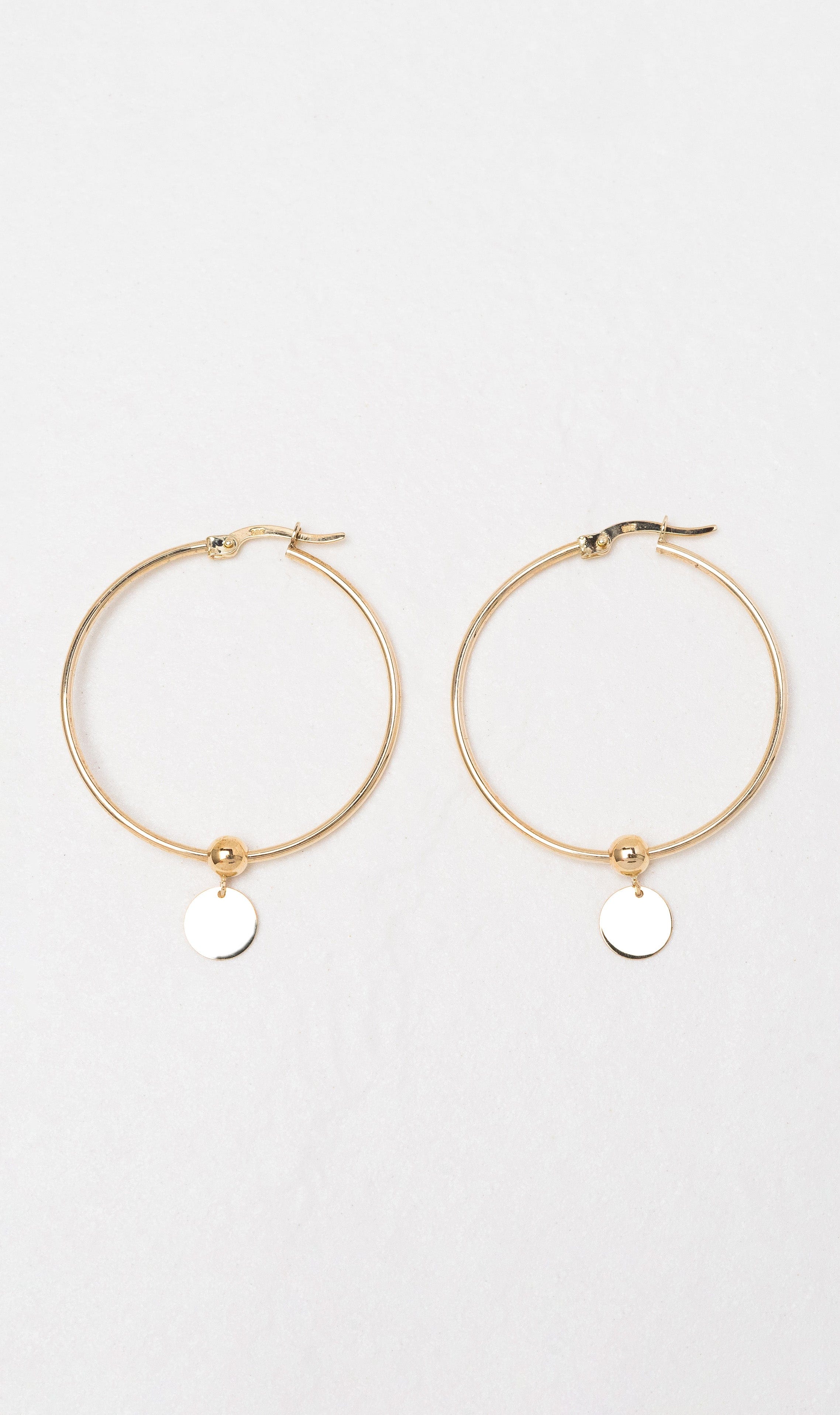 Hogans Family Jewellers 9K YG Drop Disc Hoop