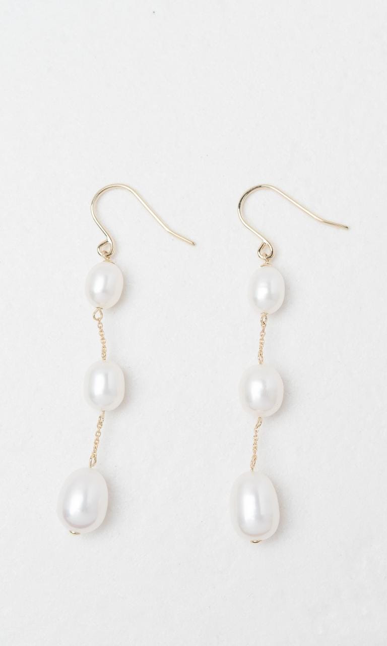 Hogans Family Jewellers 9K YG Freshwater Pearl Chain Drop Earrings