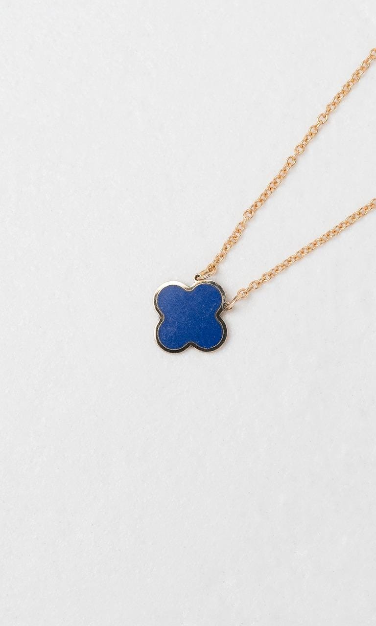 Hogans Family Jewellers 9K YG Lapis Clover Necklace