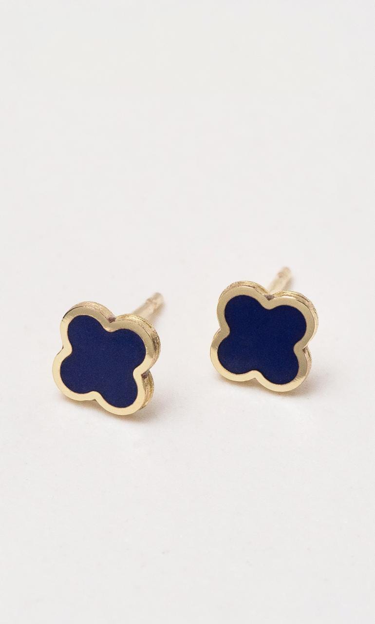 Hogans Family Jewellers 9K YG Lapis Clover Stud Earrings