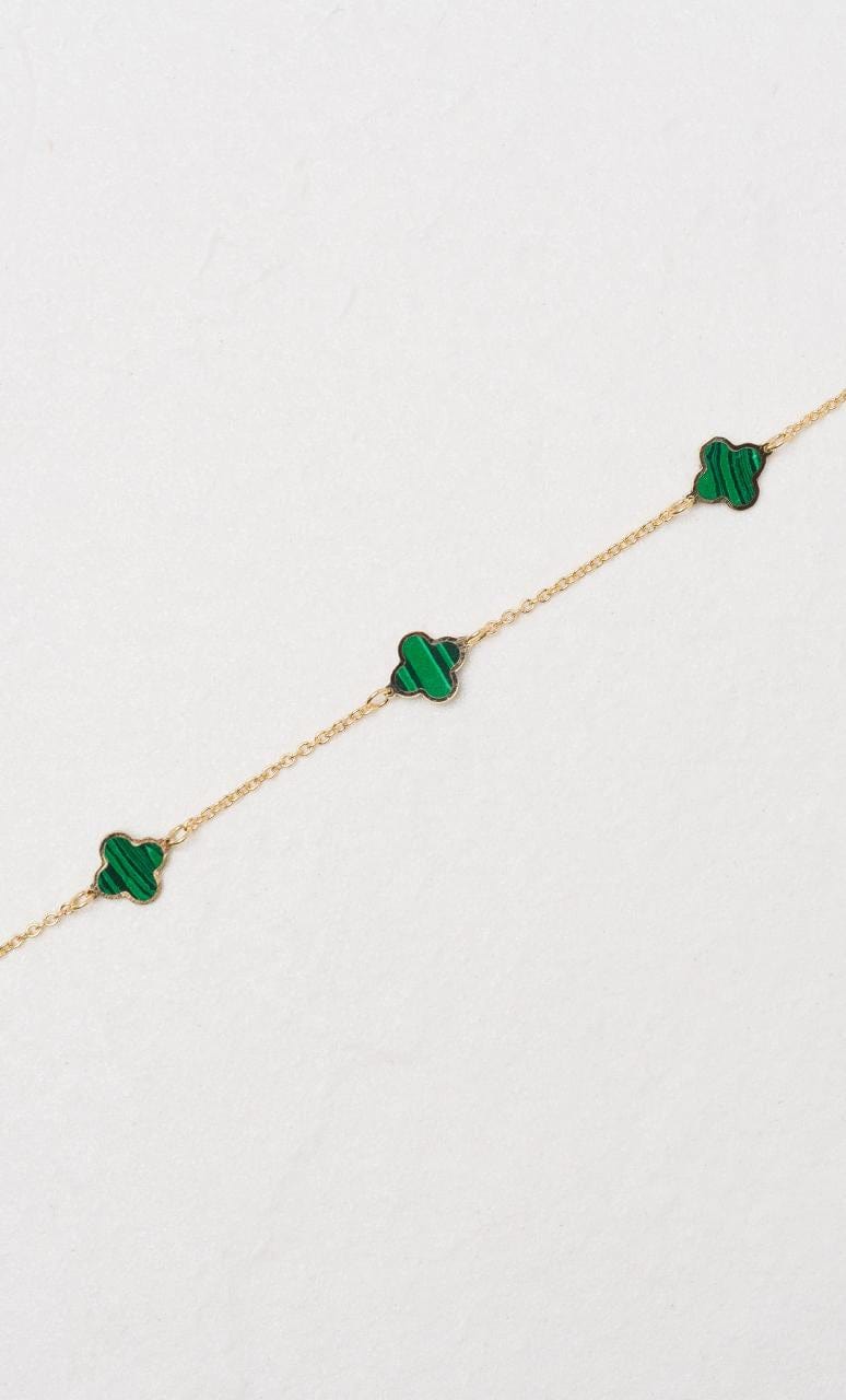 Hogans Family Jewellers 9K YG Malachite Clover Bracelet