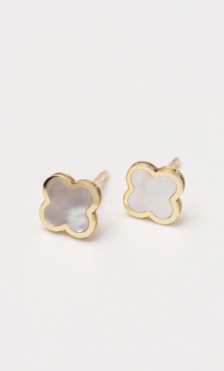 Hogans Family Jewellers 9K YG Mother Of Pearl Clover Stud Earrings