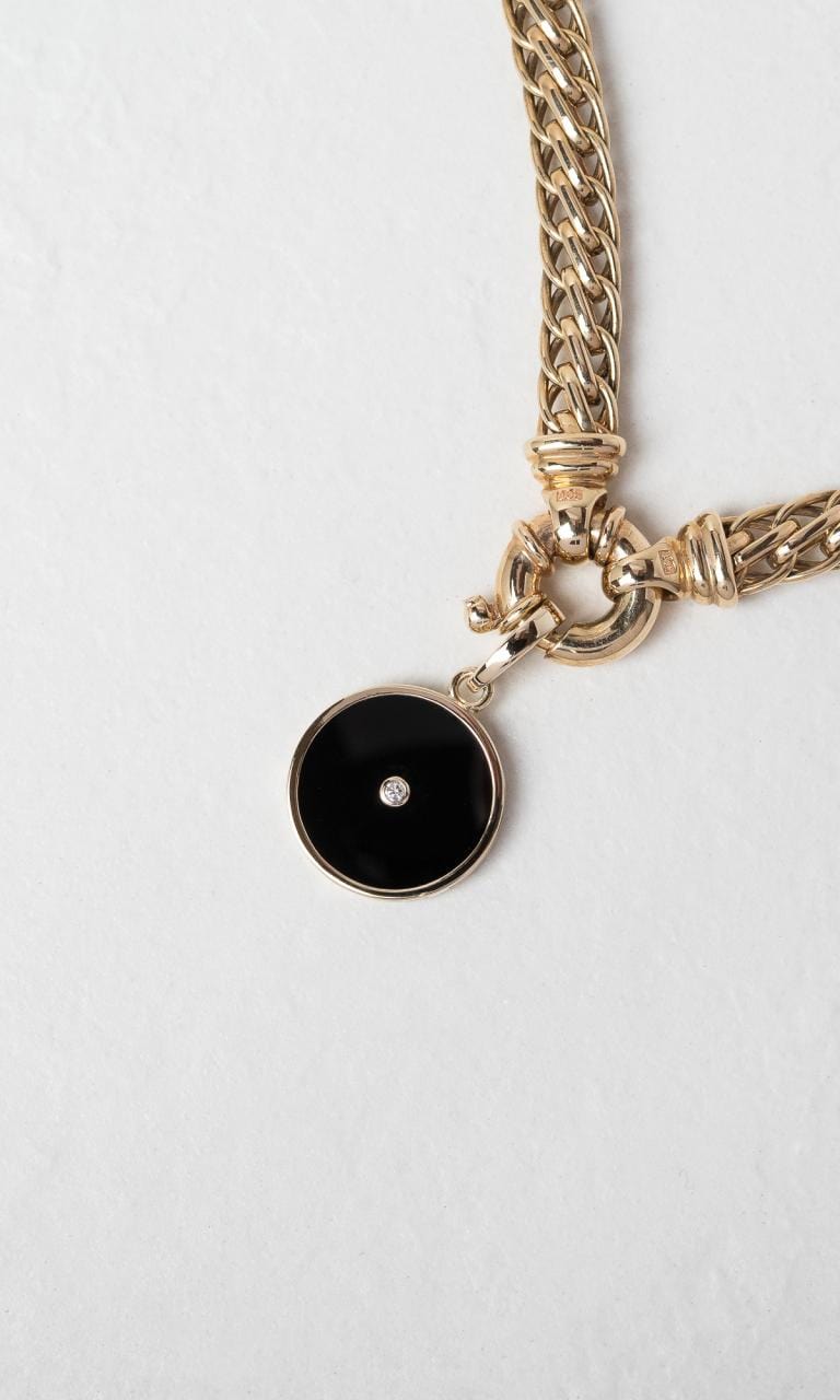 Hogans Family Jewellers 9K YG Onyx & Diamond Enhancer Pendant