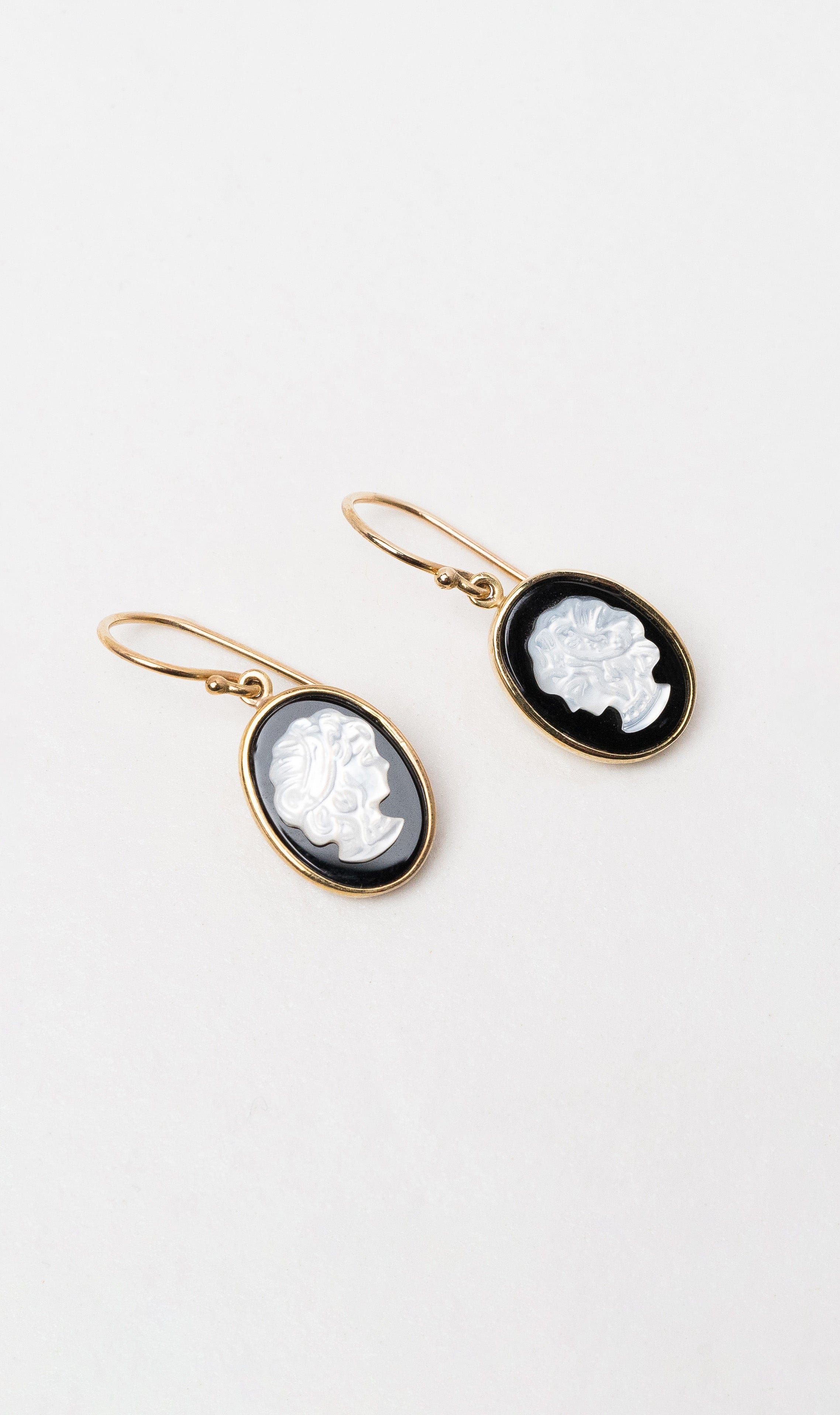 Hogans Family Jewellers 9K YG Onyx Mother Of Pearl Earrings