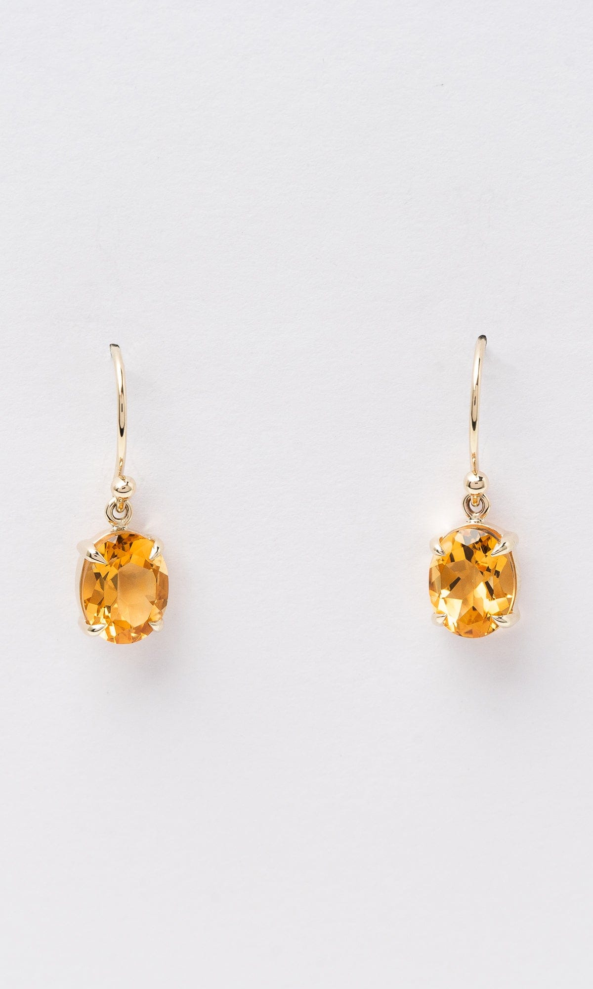 Hogans Family Jewellers 9K YG Oval Cut Citrine Drop Earrings