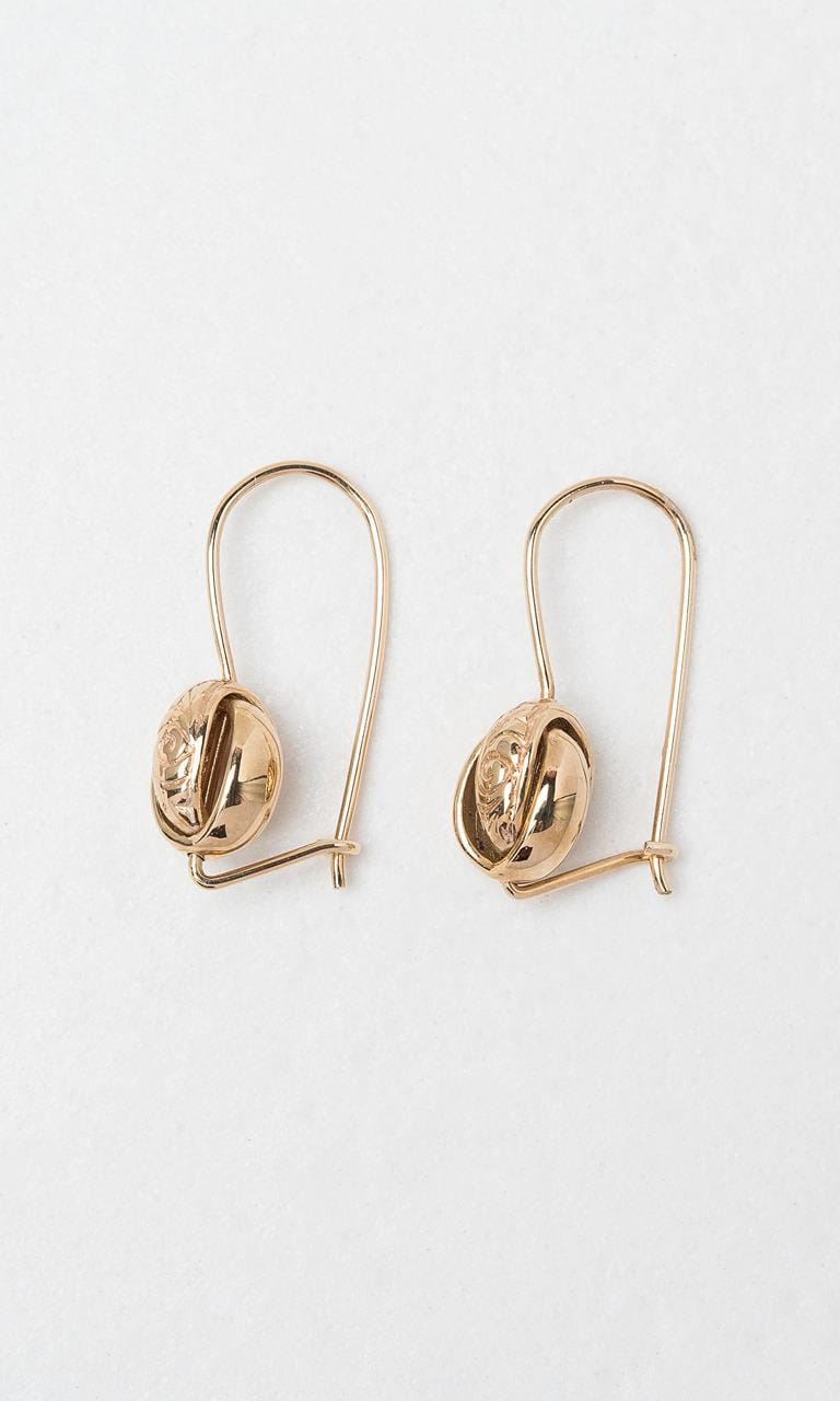 Hogans Family Jewellers 9K YG Oval Semi-Engraved Euro Ball Drop Earrings