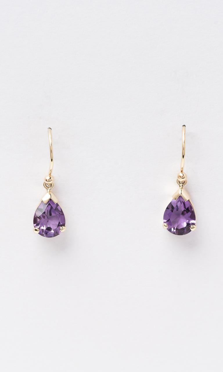 Hogans Family Jewellers 9K YG Pear Cut Amethyst Drop Earrings