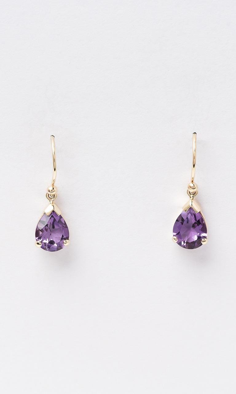 Hogans Family Jewellers 9K YG Pear Cut Amethyst Drop Earrings