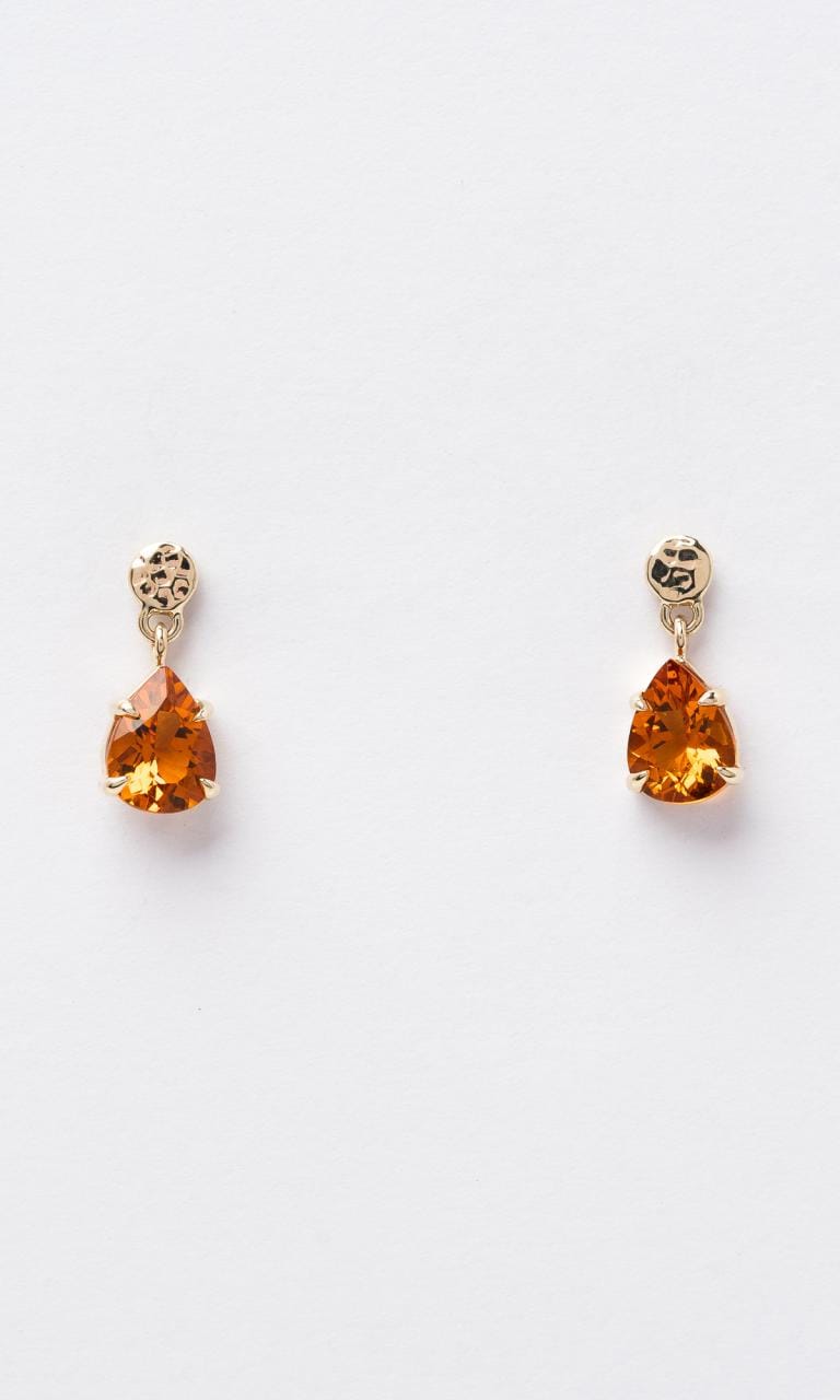 Hogans Family Jewellers 9K YG Pear Cut Citrine Drop Earrings