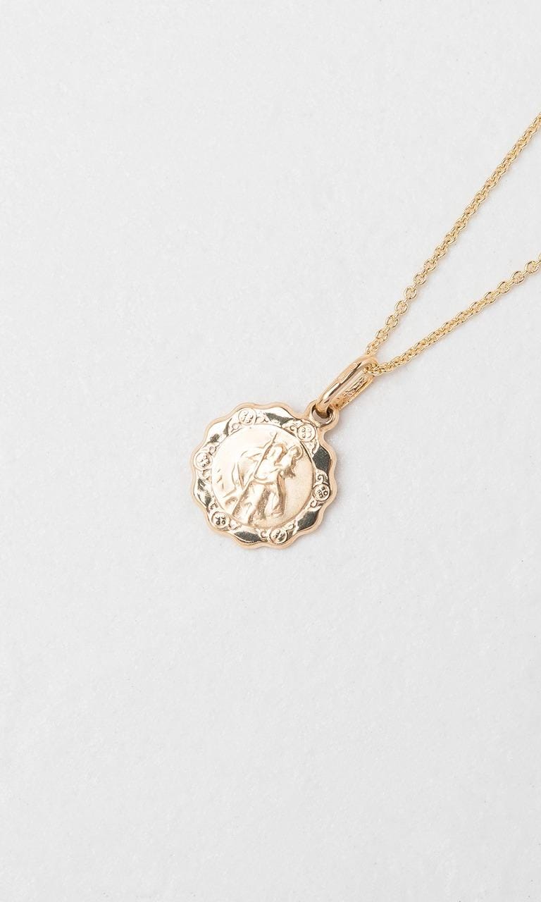 Hogans Family Jewellers 9K YG St Christopher Religious Disc Pendant