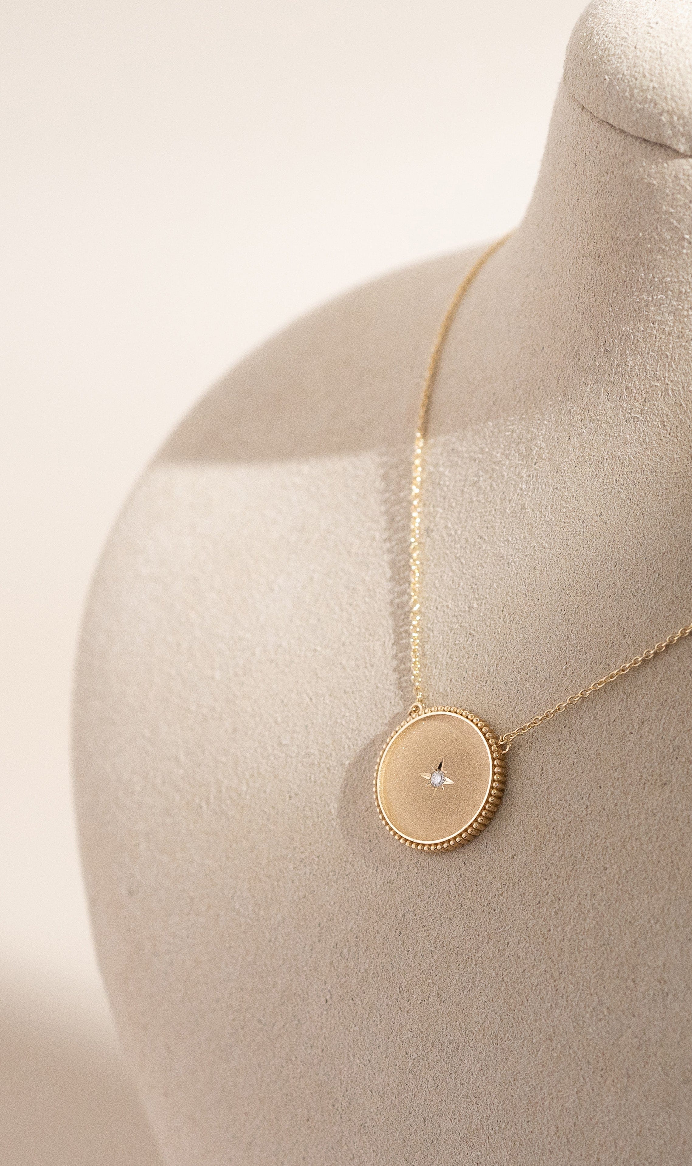Hogans Family Jewellers 9K YG Star Set Disc Necklace