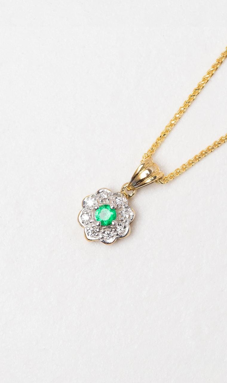 Hogans Family Jewellers 9K YWG Emerald Cluster Pendant
