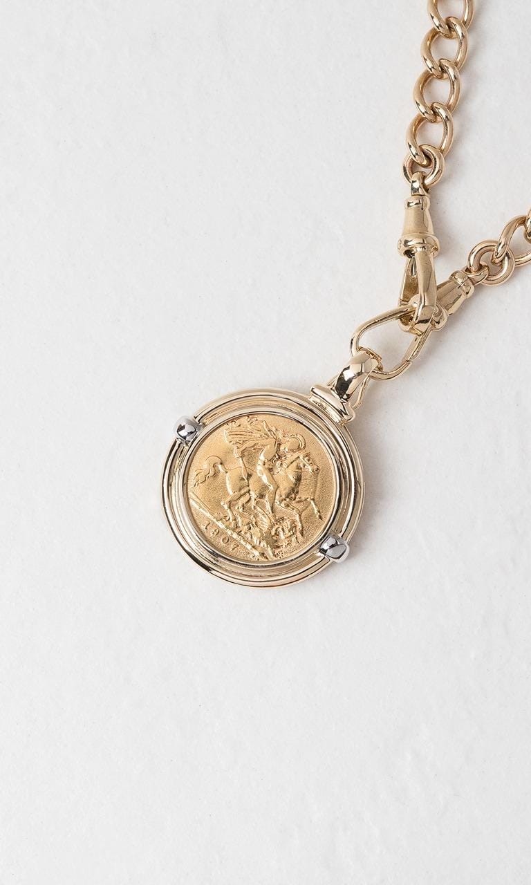 Hogans Family Jewellers 9K YWG Half Sovereign Coin Pendant