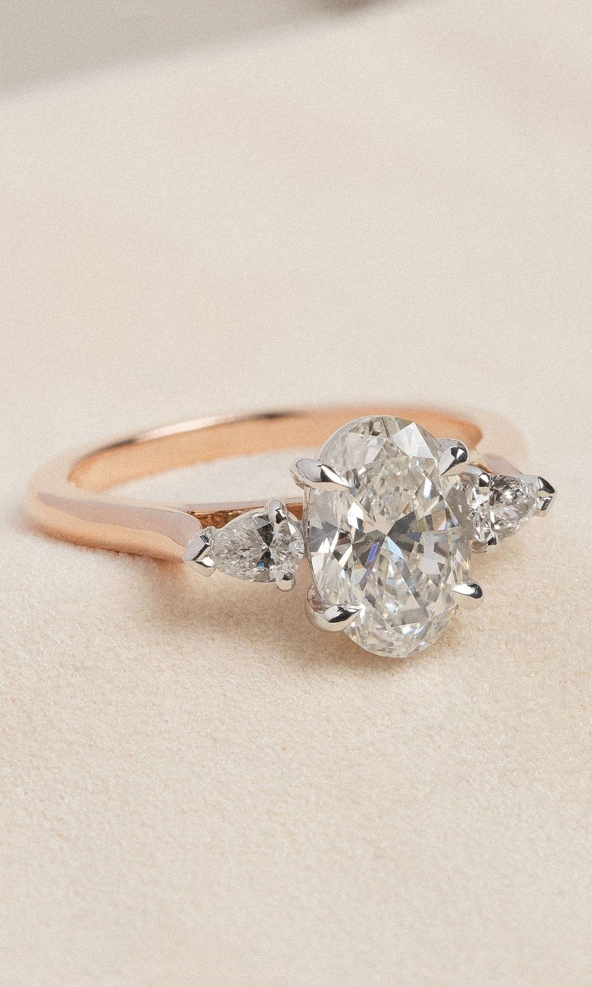 Hogans Family Jewellers Bespoke 18K RWG Diamond Trilogy Ring