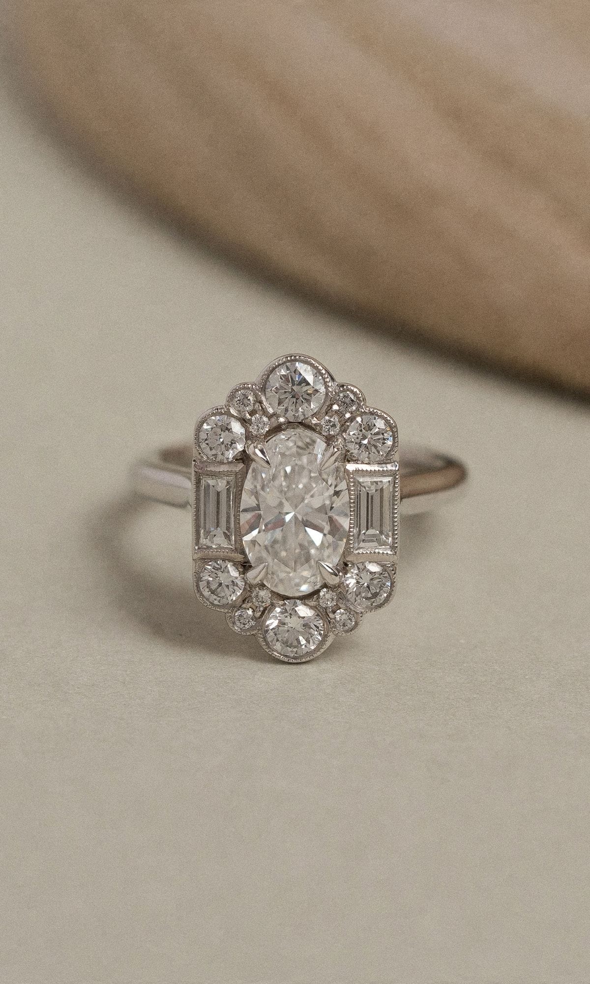 Hogans Family Jewellers Bespoke 18K WG Diamond Art Deco Cluster Ring