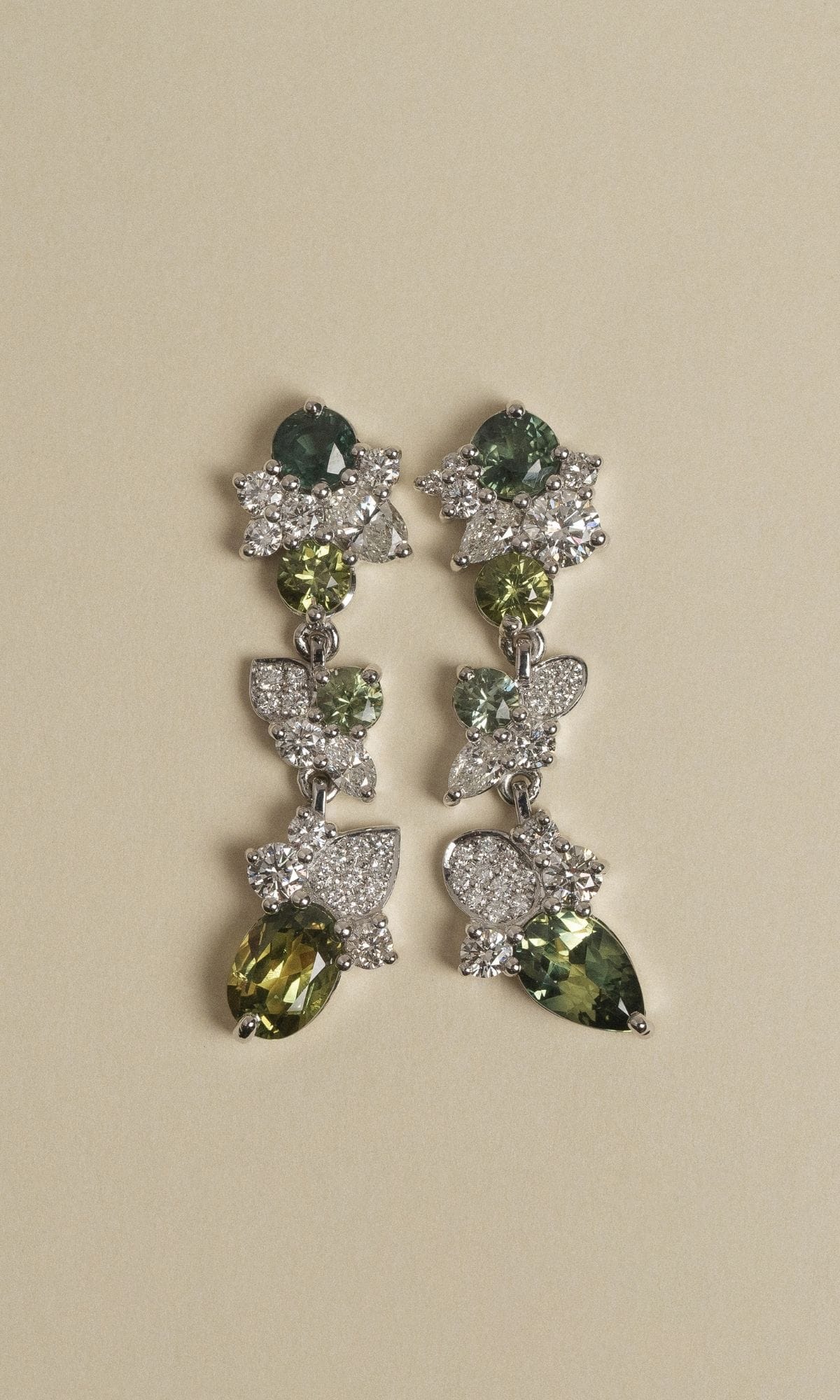 Hogans Family Jewellers Bespoke 18K WG Sapphire & Diamond Earrings