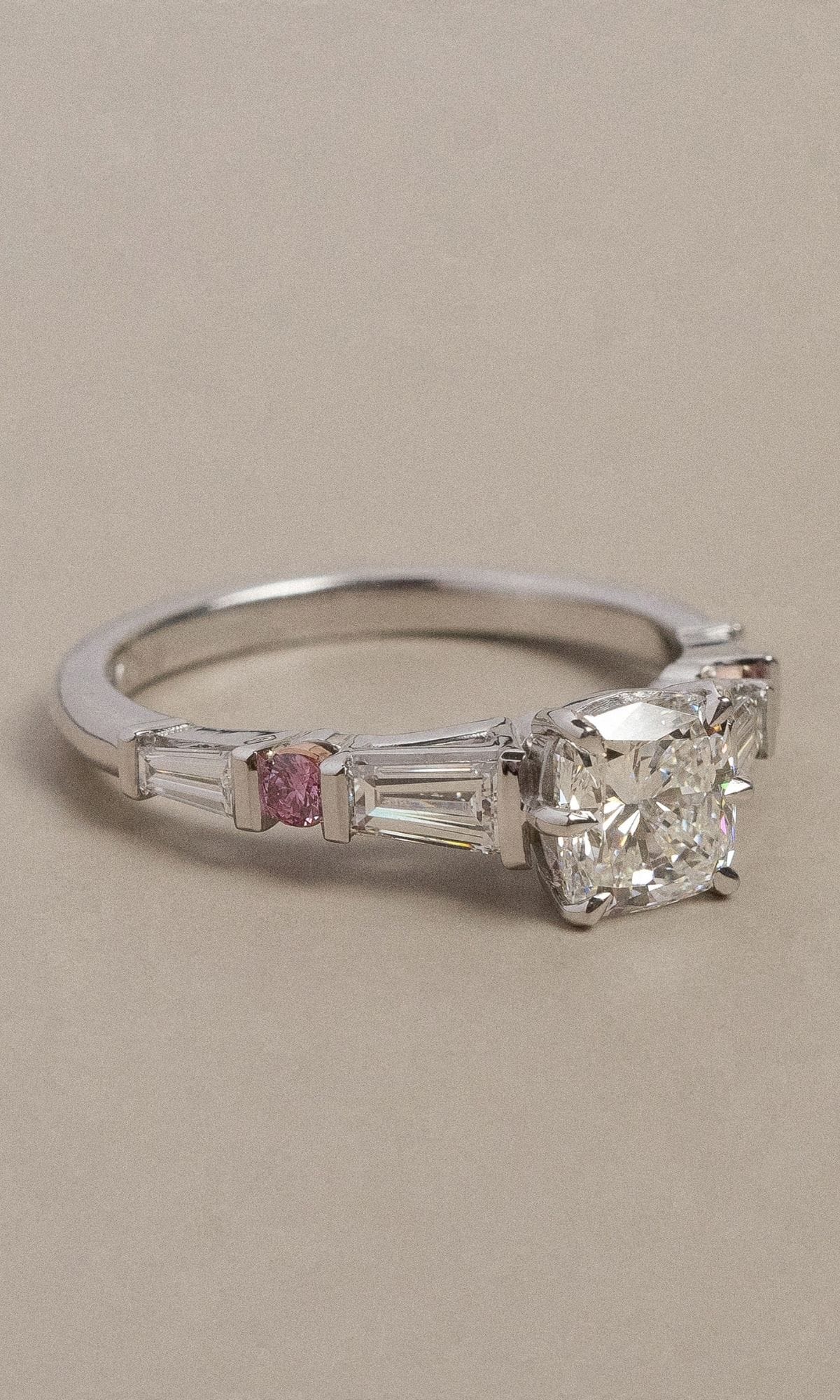 Hogans Family Jewellers Bespoke 18K WRG Diamond & Australian Pink Diamond Ring