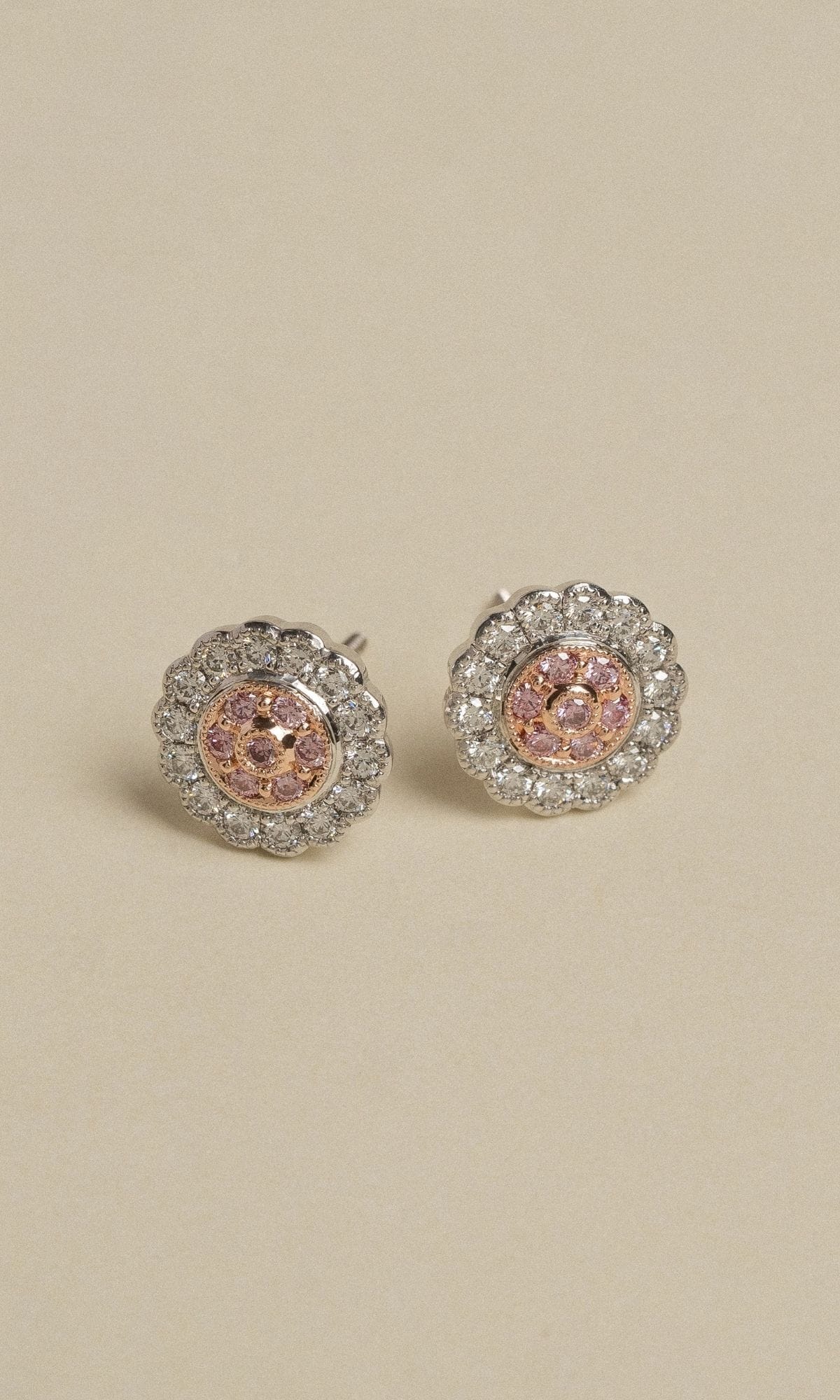 Hogans Family Jewellers Bespoke 18K WRG Diamond Cluster Earrings