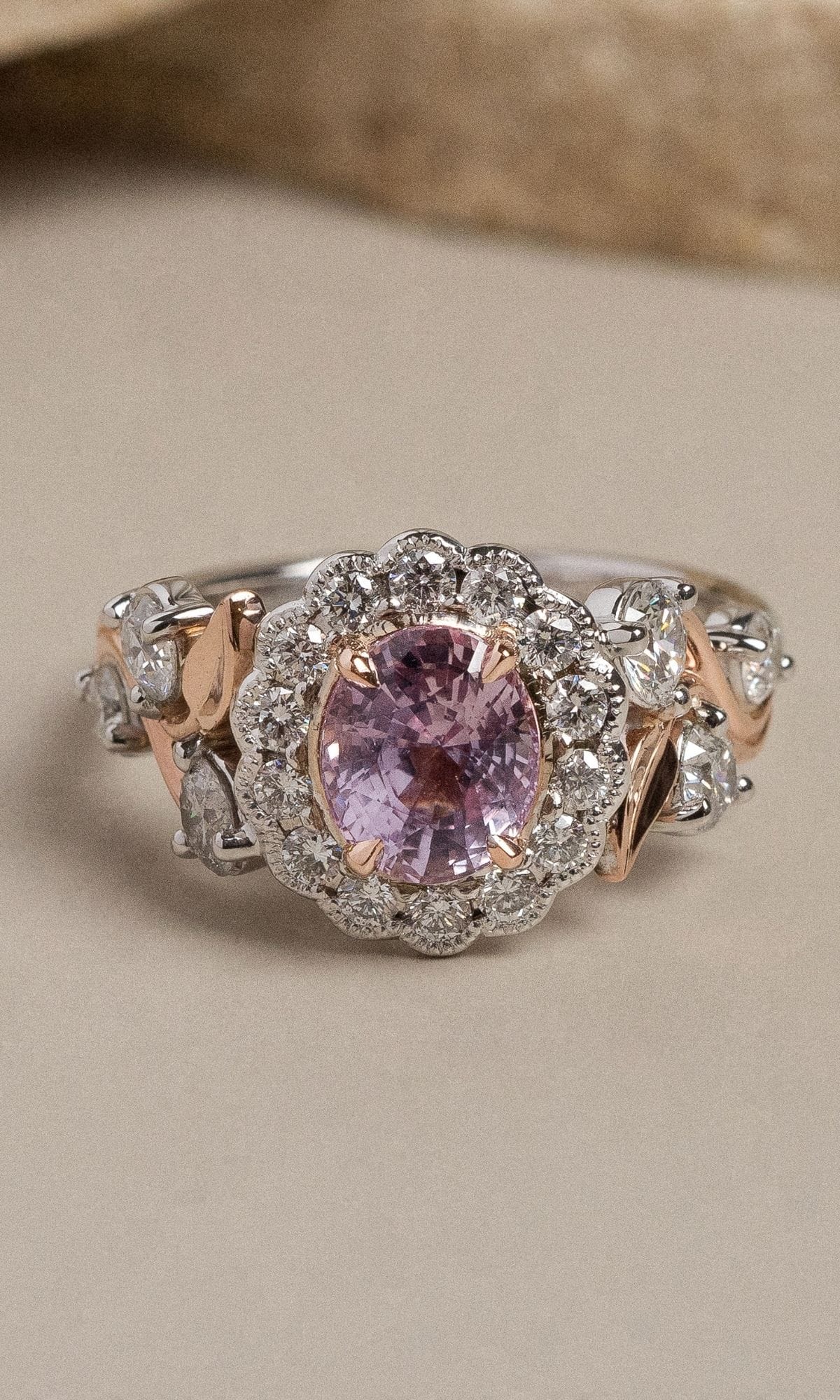 Hogans Family Jewellers Bespoke 18K WRG Sapphire Cluster Ring