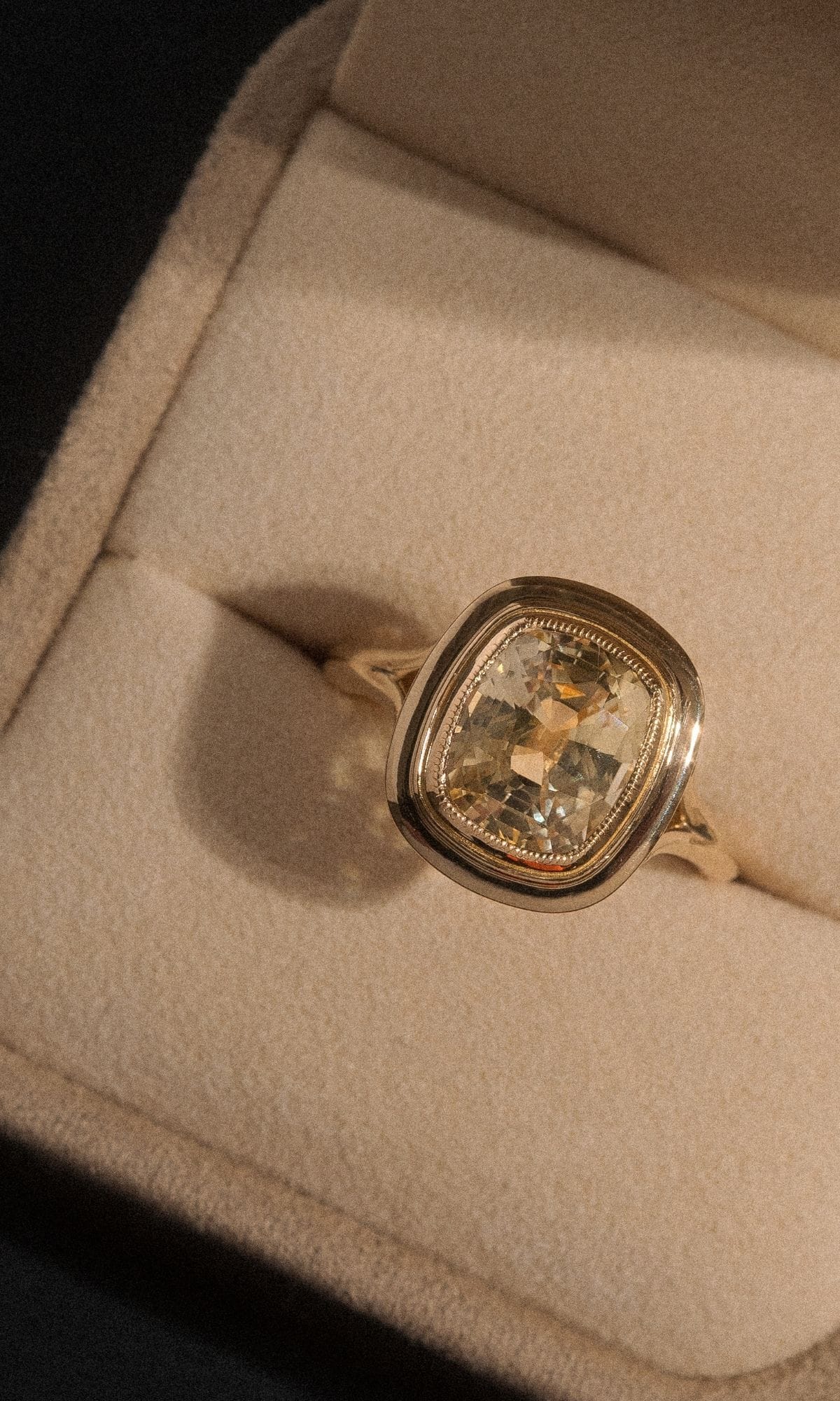Hogans Family Jewellers Bespoke 18K YG Bezel Yellow Sapphire Ring