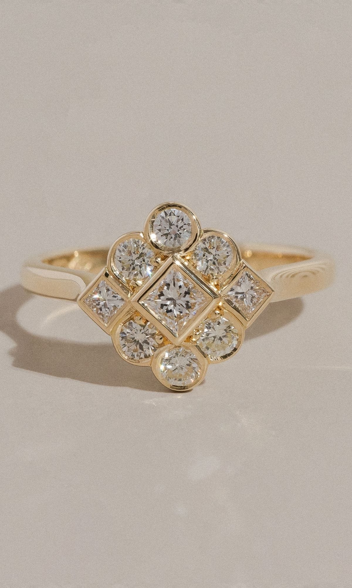 Hogans Family Jewellers Bespoke 18K YG Diamond Cluster Ring
