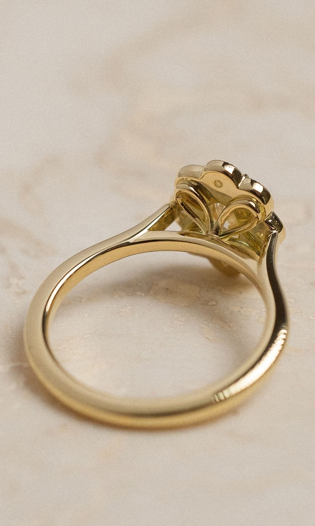 Hogans Family Jewellers Bespoke 18K YG Diamond Halo Ring