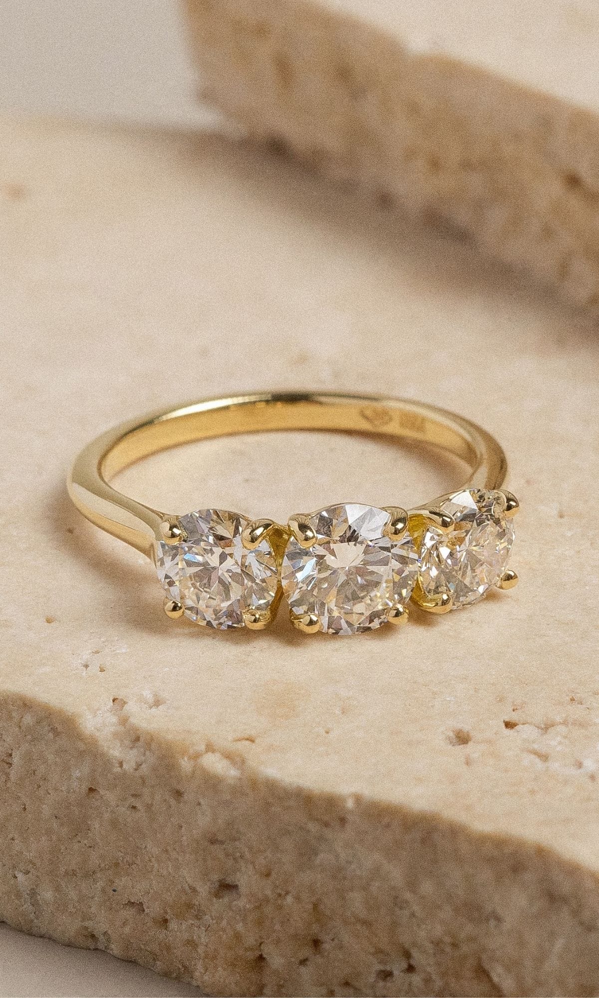 Hogans Family Jewellers Bespoke 18K YG Diamond Trilogy Ring