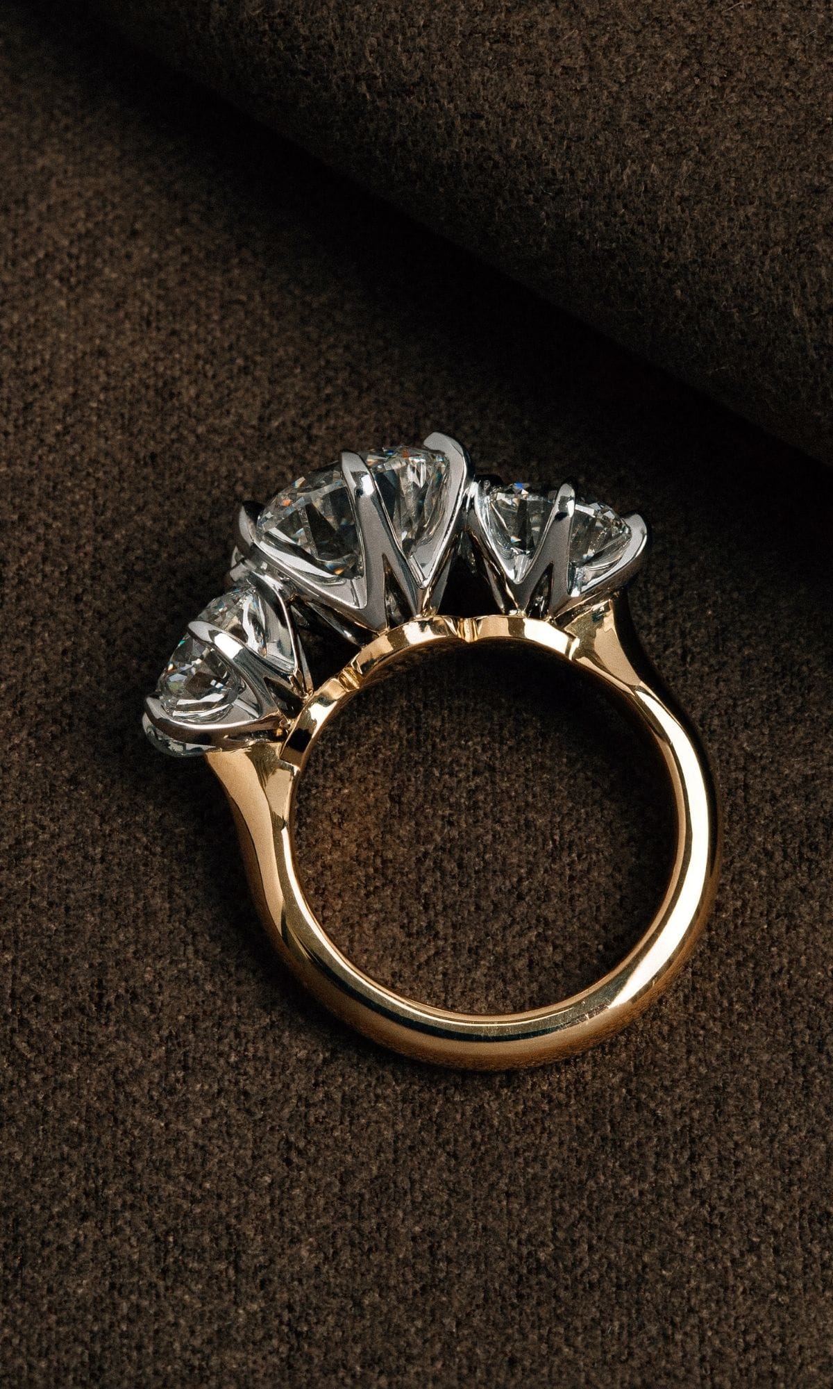 Hogans Family Jewellers Bespoke 18K YWG Diamond Trilogy Ring