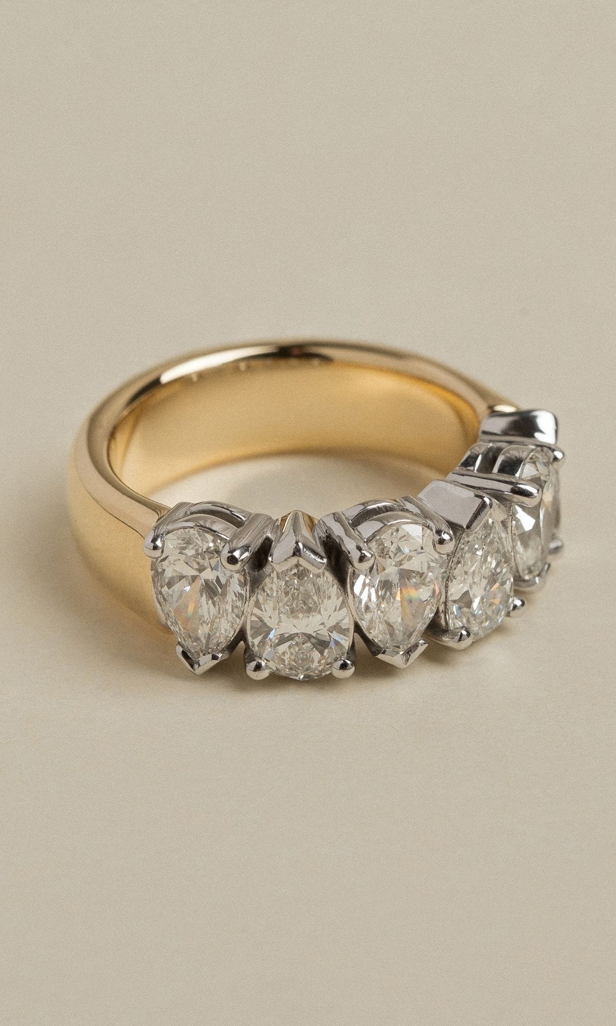 Hogans Family Jewellers Bespoke 18K YWG Pear Cut Diamond Ring