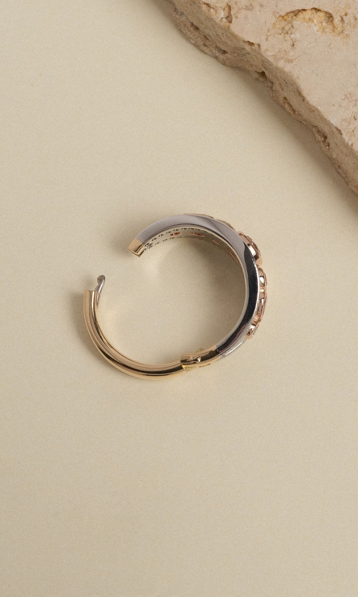 Hogans Family Jewellers Bespoke 18K YWRG Australian Pink Diamond Hinged Dress Ring