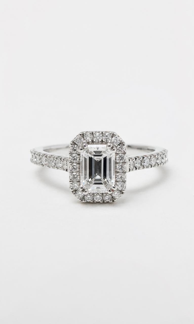 Hogans Family Jewellers Platinum 1.32ct TDW Emerald Cut Diamond Halo Ring