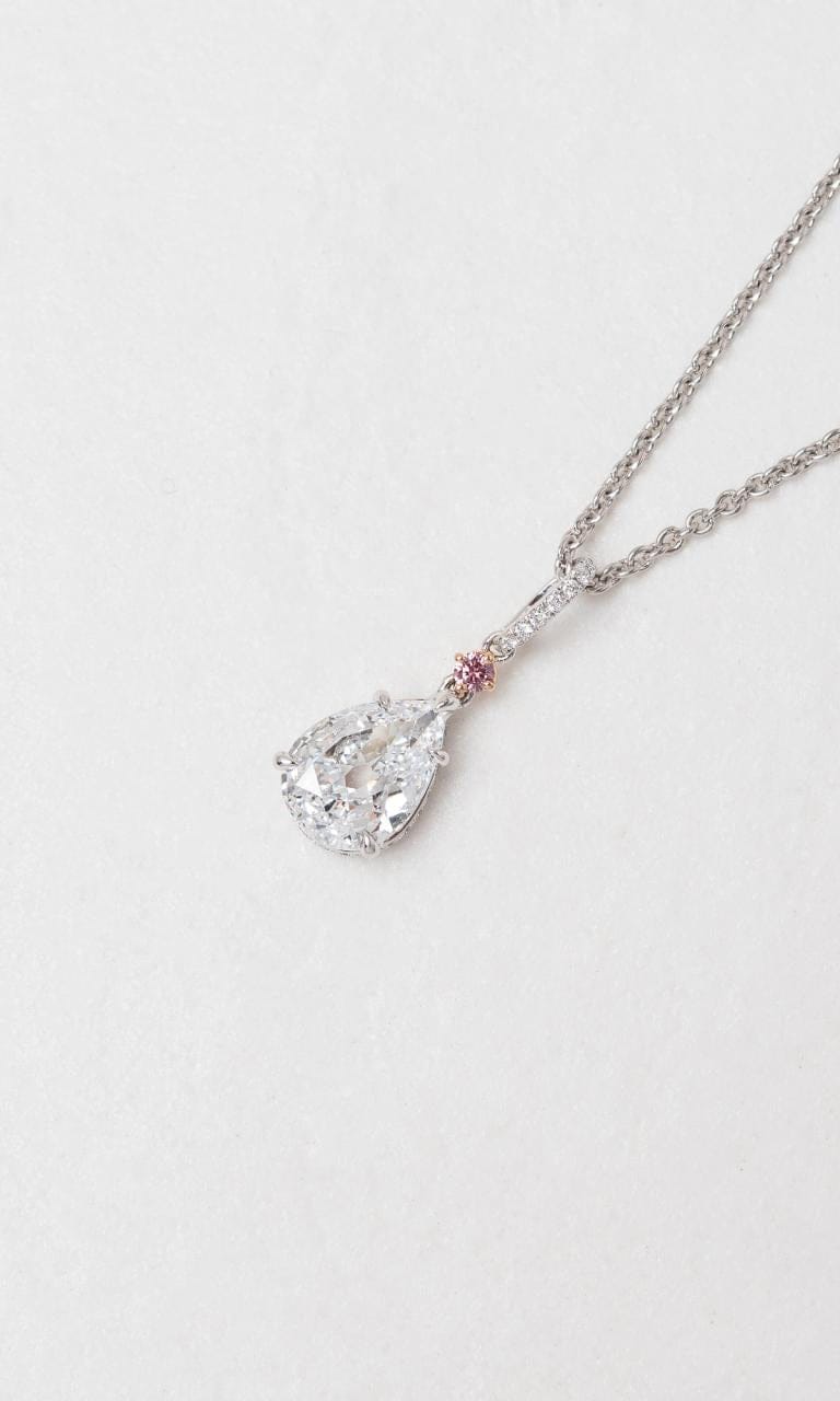 Hogans Family Jewellers Platinum Pear Cut Australian Pink & White Diamond Necklace