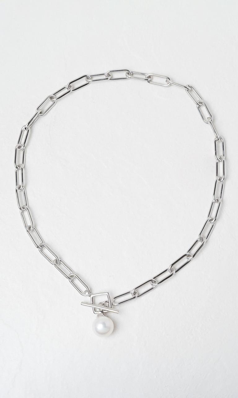 Hogans Family Jewellers Sterling Silver 46cm South Sea Pearl Anchor Link Necklace