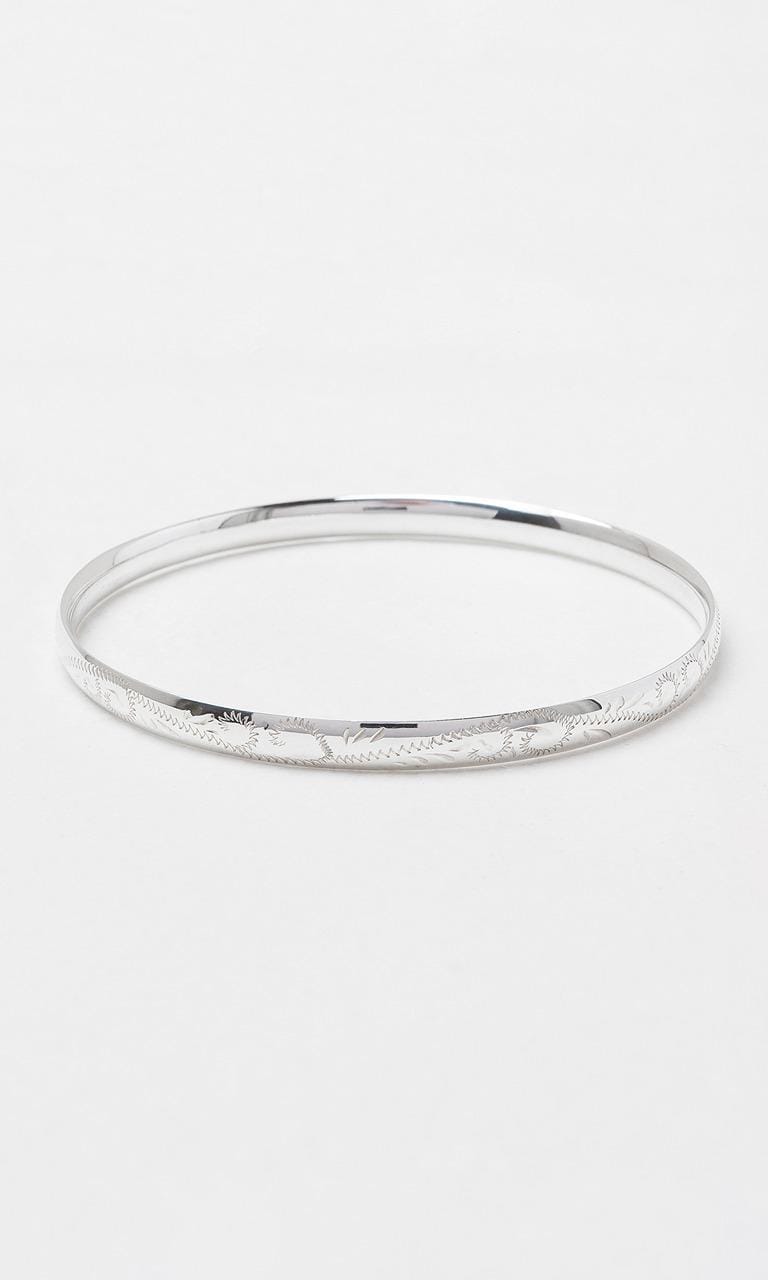 Hogans Family Jewellers Sterling Silver 5.5mm Engraved Bangle