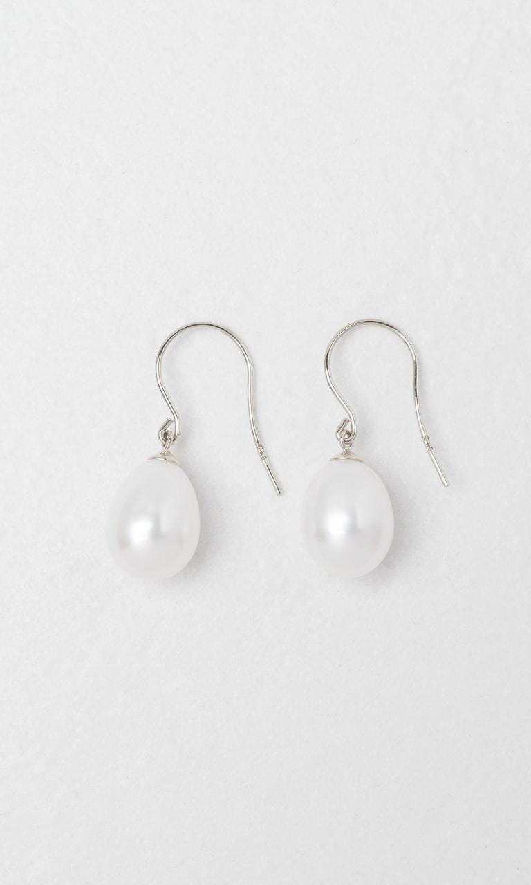 9K WG 9.5mm Freshwater Pearl Drop Earrings