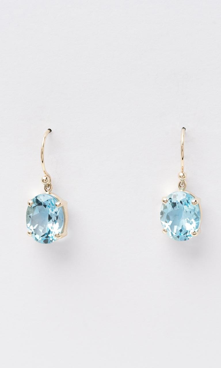 9K YG Oval Cut Topaz Drop Earrings