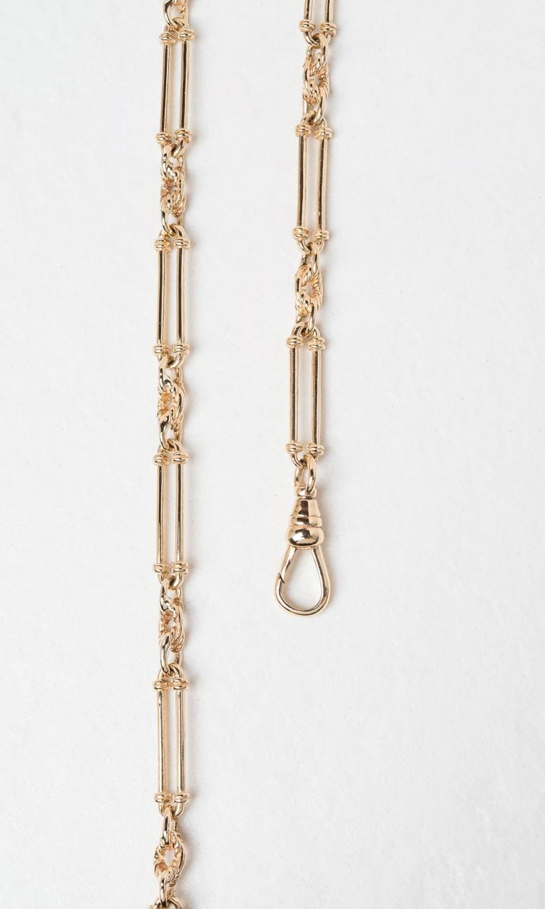 9K YG 50cm Fancy Link T-Bar Fob Chain Necklace