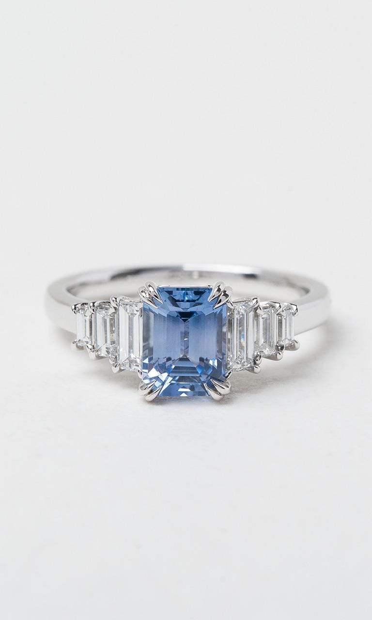 18K WG Emerald Cut Sapphire Ring