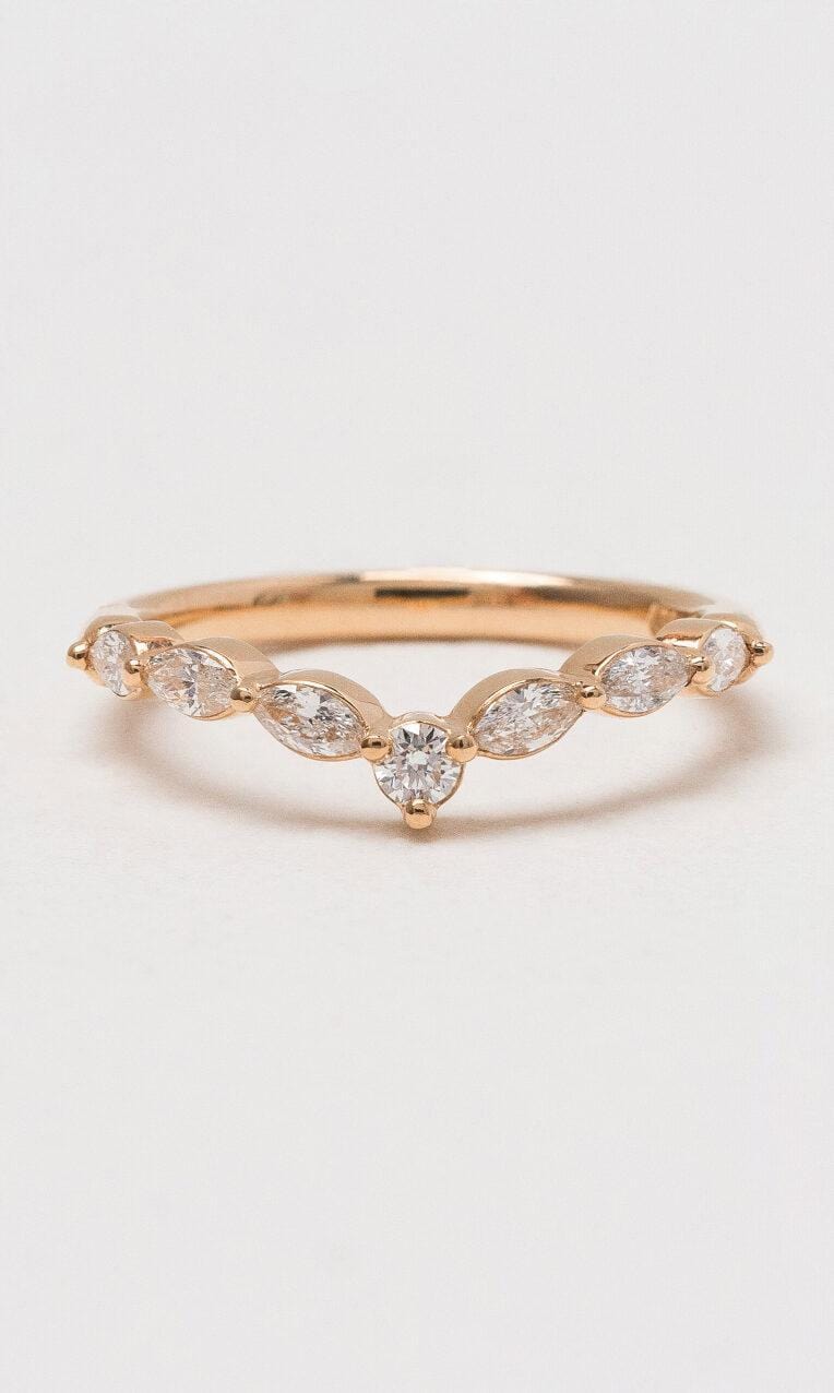2024 © Hogans Family Jewellers 18K RG 0.30ct TDW Contoured Marquise Diamond Ring