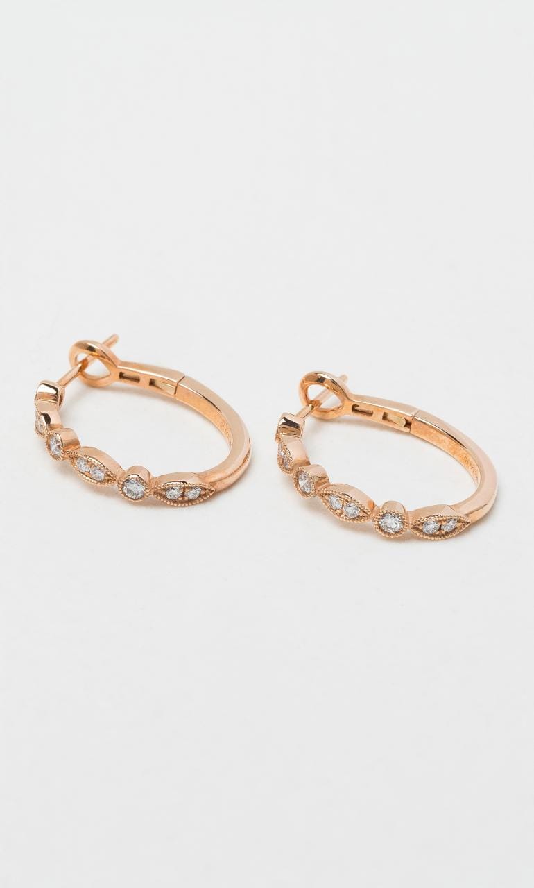 2024 © Hogans Family Jewellers 18K RG Boats and Dots Huggie Earrings